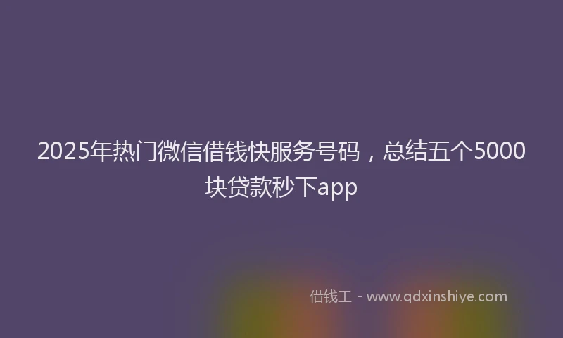 2025年热门微信借钱快服务号码，总结五个5000块贷款秒下app