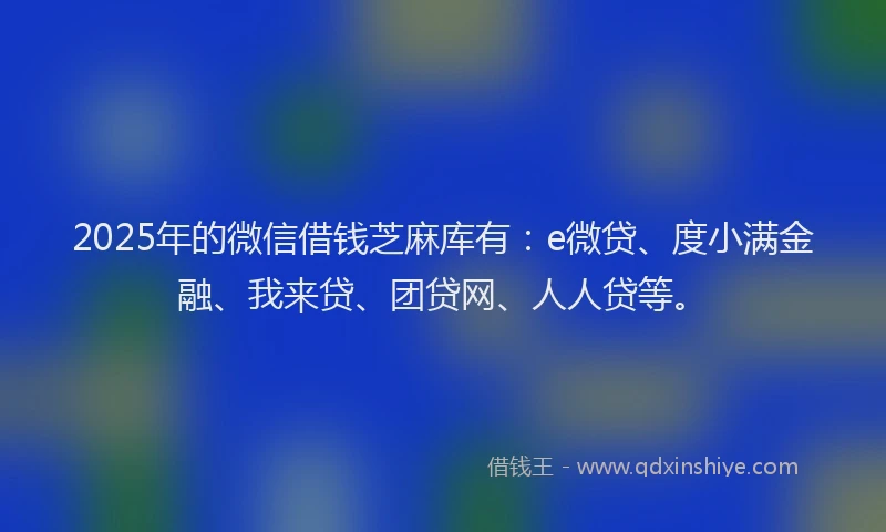2025年的微信借钱芝麻库有：e微贷、度小满金融、我来贷、团贷网、人人贷等。