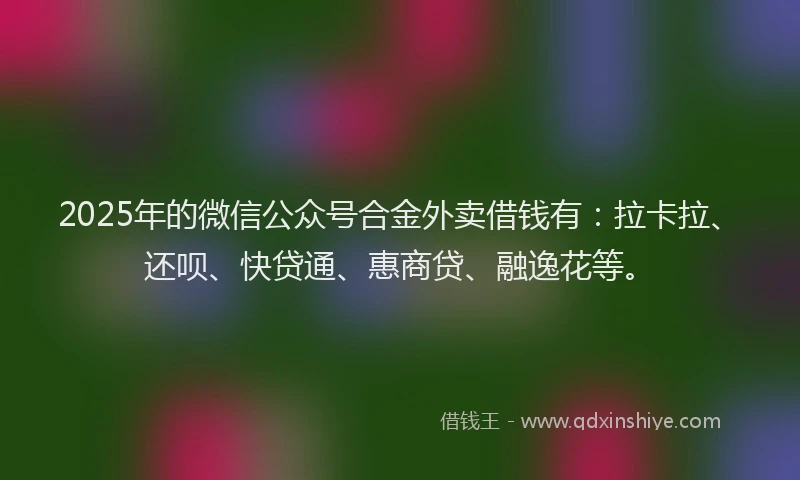 2025年的微信公众号合金外卖借钱有：拉卡拉、还呗、快贷通、惠商贷、融逸花等。
