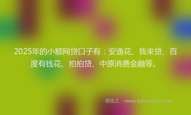 2025年的小额网贷口子有：安逸花、我来贷、百度有钱花、拍拍贷、中原消费金融等。