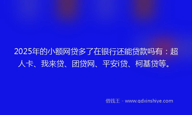 2025年的小额网贷多了在银行还能贷款吗有：超人卡、我来贷、团贷网、平安i贷、柯基贷等。