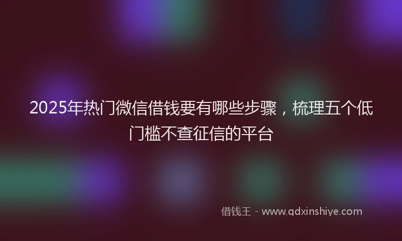 2025年热门微信借钱要有哪些步骤，梳理五个低门槛不查征信的平台