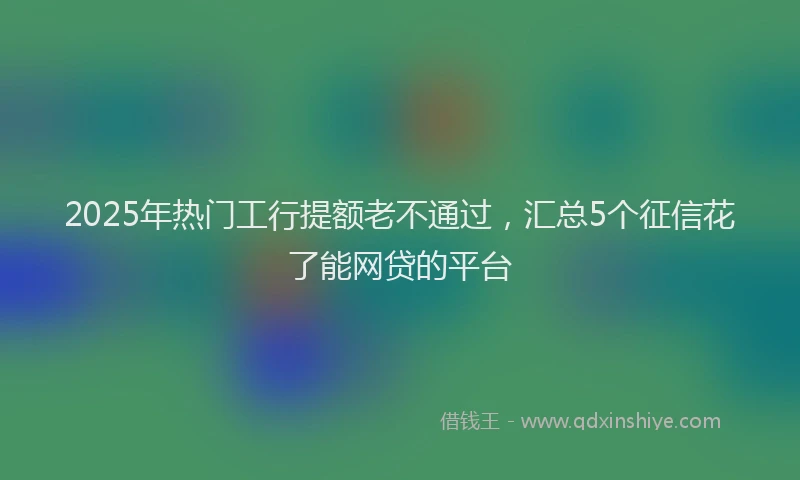 2025年热门工行提额老不通过，汇总5个征信花了能网贷的平台