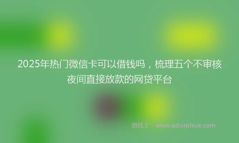 2025年热门微信卡可以借钱吗，梳理五个不审核夜间直接放款的网贷平台
