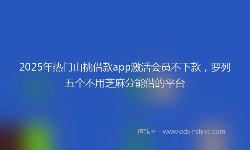 2025年热门山桃借款app激活会员不下款，罗列五个不用芝麻分能借的平台