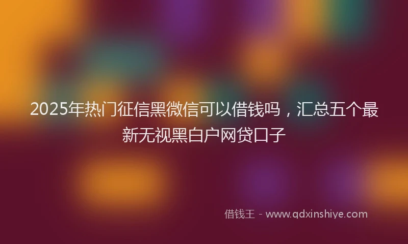 2025年热门征信黑微信可以借钱吗，汇总五个最新无视黑白户网贷口子