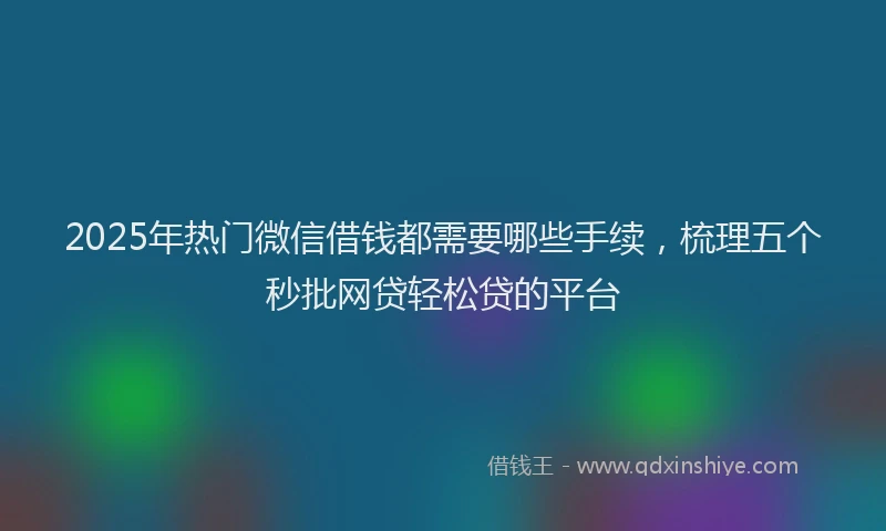 2025年热门微信借钱都需要哪些手续，梳理五个秒批网贷轻松贷的平台