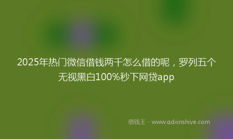 2025年热门微信借钱两千怎么借的呢，罗列五个无视黑白100%秒下网贷app
