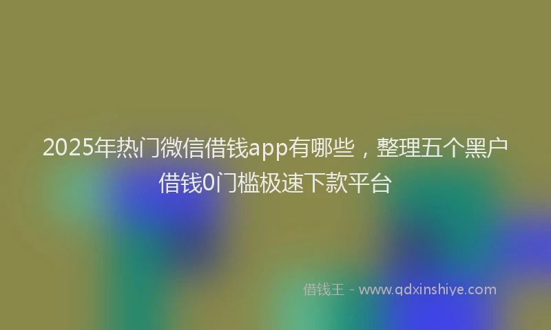 2025年热门微信借钱app有哪些，整理五个黑户借钱0门槛极速下款平台