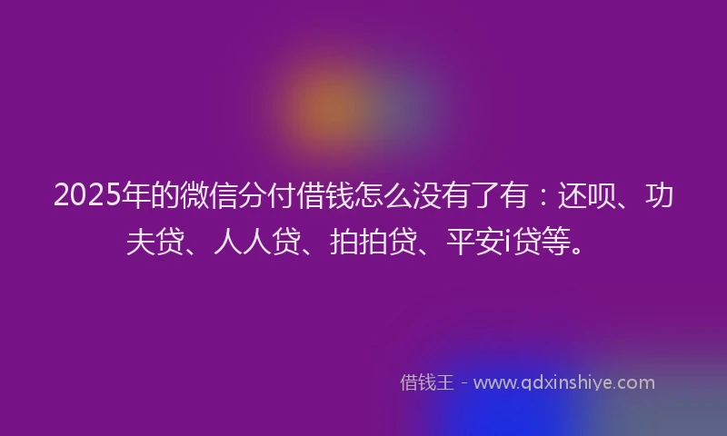 2025年的微信分付借钱怎么没有了有：还呗、功夫贷、人人贷、拍拍贷、平安i贷等。