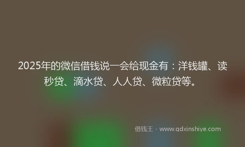 2025年的微信借钱说一会给现金有：洋钱罐、读秒贷、滴水贷、人人贷、微粒贷等。