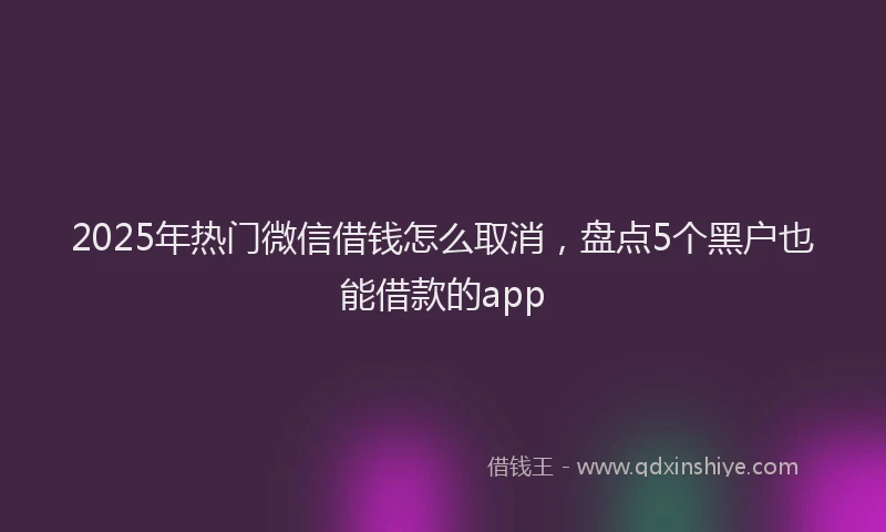 2025年热门微信借钱怎么取消，盘点5个黑户也能借款的app