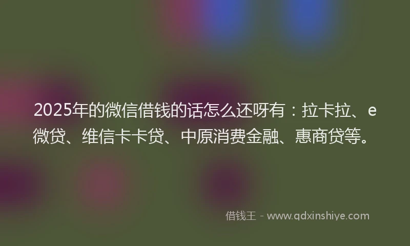 2025年的微信借钱的话怎么还呀有：拉卡拉、e微贷、维信卡卡贷、中原消费金融、惠商贷等。
