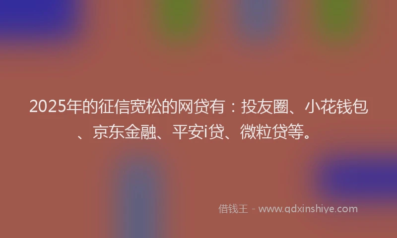 2025年的征信宽松的网贷有：投友圈、小花钱包、京东金融、平安i贷、微粒贷等。