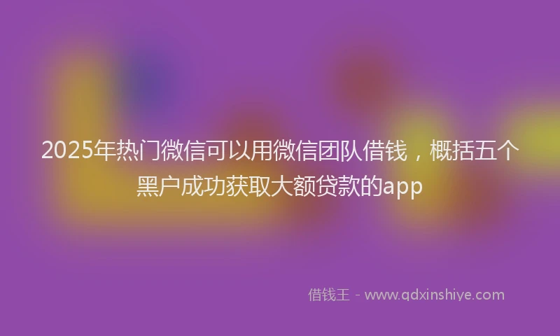 2025年热门微信可以用微信团队借钱，概括五个黑户成功获取大额贷款的app