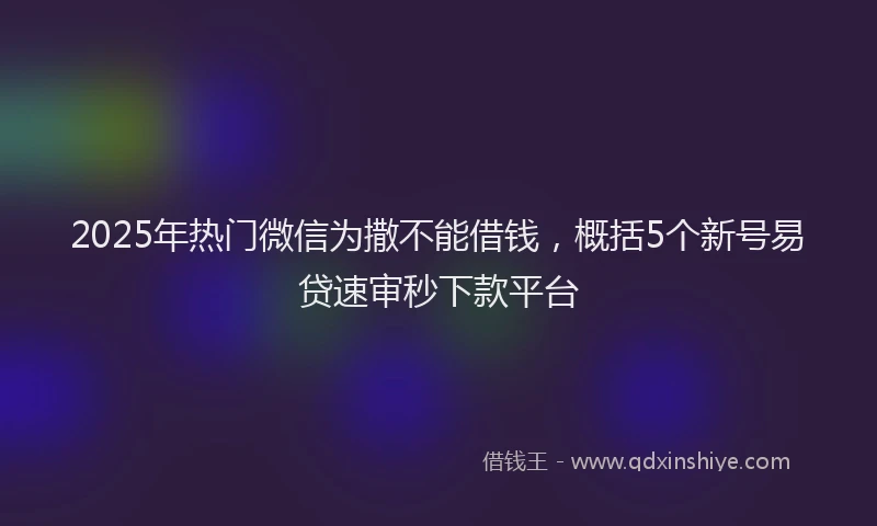 2025年热门微信为撒不能借钱，概括5个新号易贷速审秒下款平台