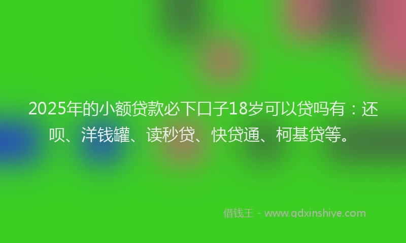 2025年的小额贷款必下口子18岁可以贷吗有：还呗、洋钱罐、读秒贷、快贷通、柯基贷等。