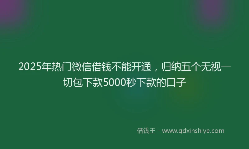 2025年热门微信借钱不能开通，归纳五个无视一切包下款5000秒下款的口子
