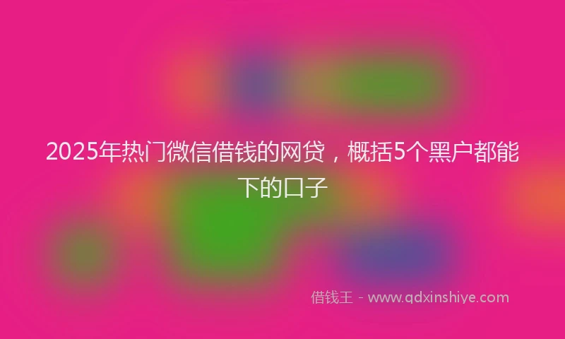2025年热门微信借钱的网贷，概括5个黑户都能下的口子