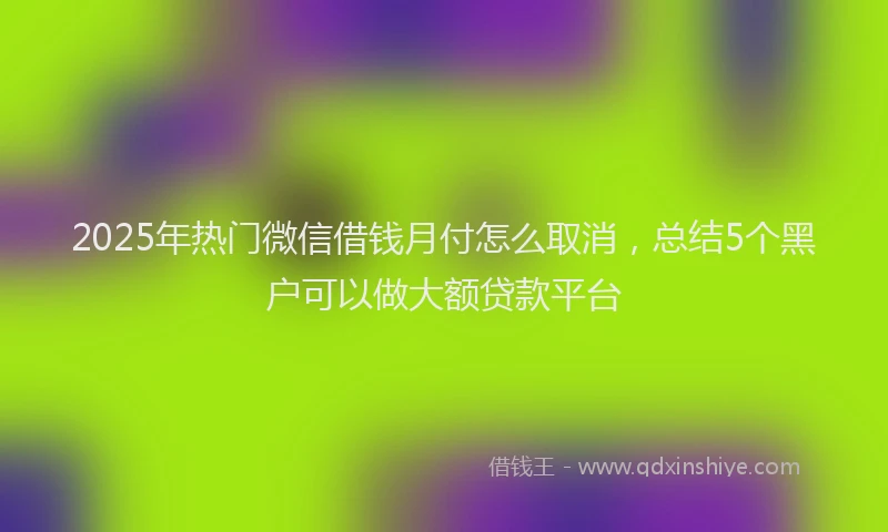 2025年热门微信借钱月付怎么取消，总结5个黑户可以做大额贷款平台
