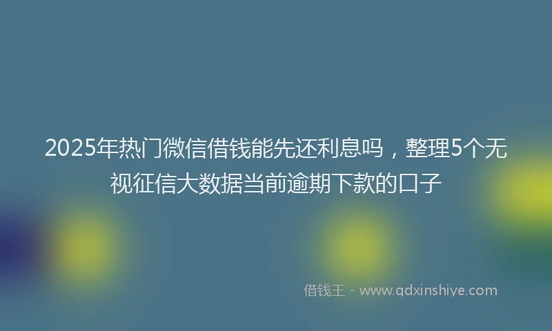 2025年热门微信借钱能先还利息吗，整理5个无视征信大数据当前逾期下款的口子
