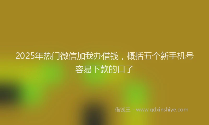 2025年热门微信加我办借钱，概括五个新手机号容易下款的口子