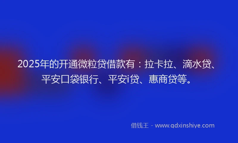 2025年的开通微粒贷借款有：拉卡拉、滴水贷、平安口袋银行、平安i贷、惠商贷等。