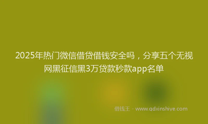 2025年热门微信借贷借钱安全吗，分享五个无视网黑征信黑3万贷款秒款app名单