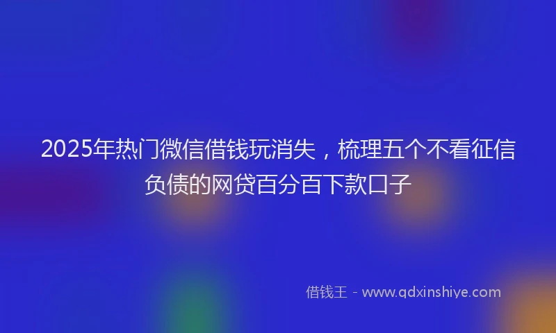 2025年热门微信借钱玩消失，梳理五个不看征信负债的网贷百分百下款口子