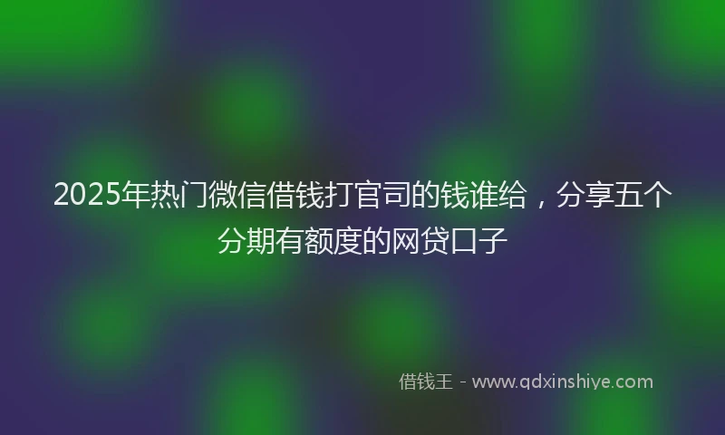 2025年热门微信借钱打官司的钱谁给，分享五个分期有额度的网贷口子