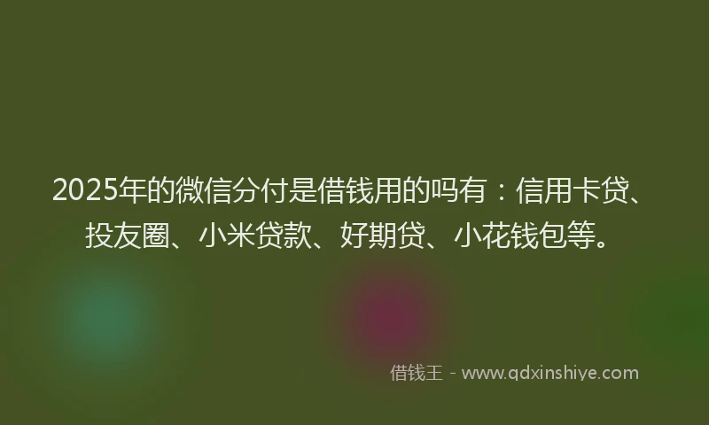 2025年的微信分付是借钱用的吗有：信用卡贷、投友圈、小米贷款、好期贷、小花钱包等。