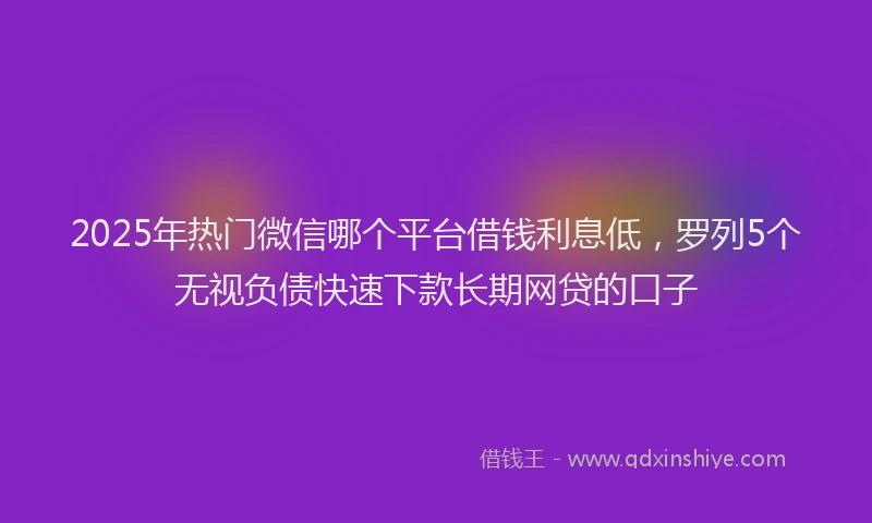 2025年热门微信哪个平台借钱利息低，罗列5个无视负债快速下款长期网贷的口子