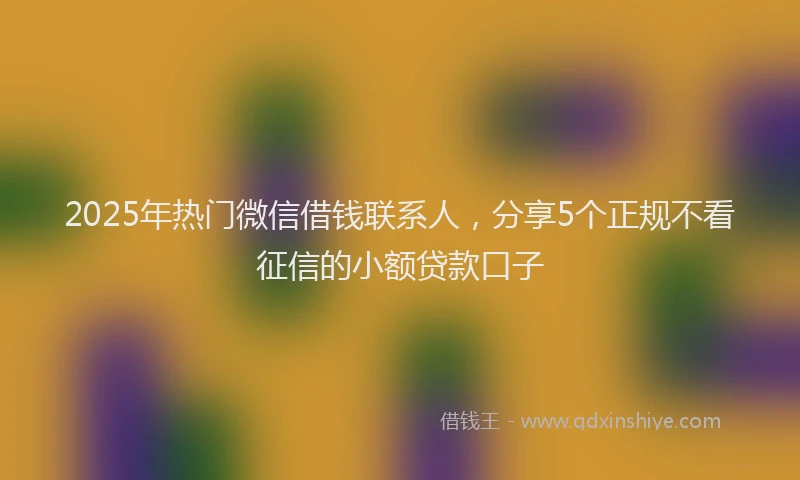 2025年热门微信借钱联系人，分享5个正规不看征信的小额贷款口子