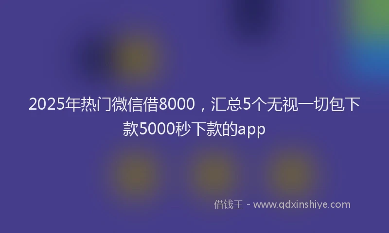 2025年热门微信借8000，汇总5个无视一切包下款5000秒下款的app