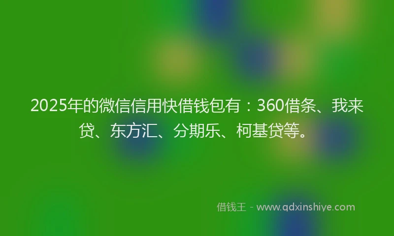 2025年的微信信用快借钱包有：360借条、我来贷、东方汇、分期乐、柯基贷等。