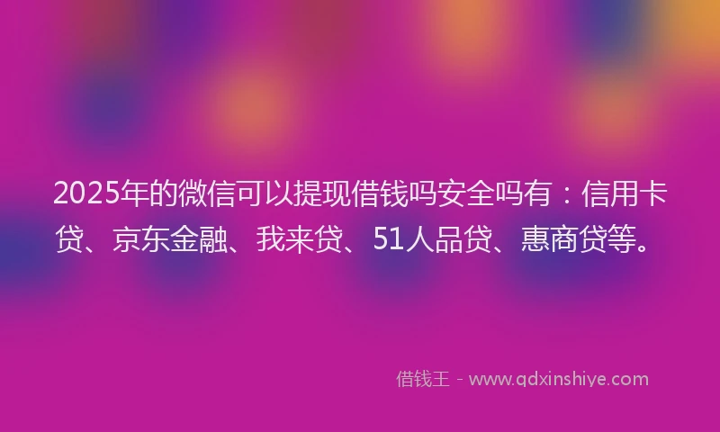 2025年的微信可以提现借钱吗安全吗有：信用卡贷、京东金融、我来贷、51人品贷、惠商贷等。