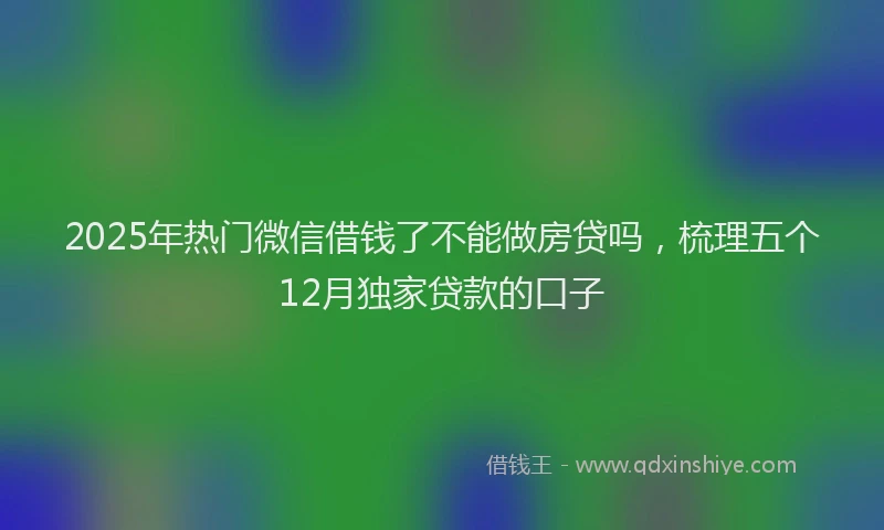 2025年热门微信借钱了不能做房贷吗，梳理五个12月独家贷款的口子