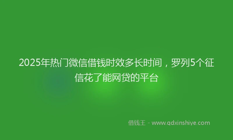 2025年热门微信借钱时效多长时间，罗列5个征信花了能网贷的平台
