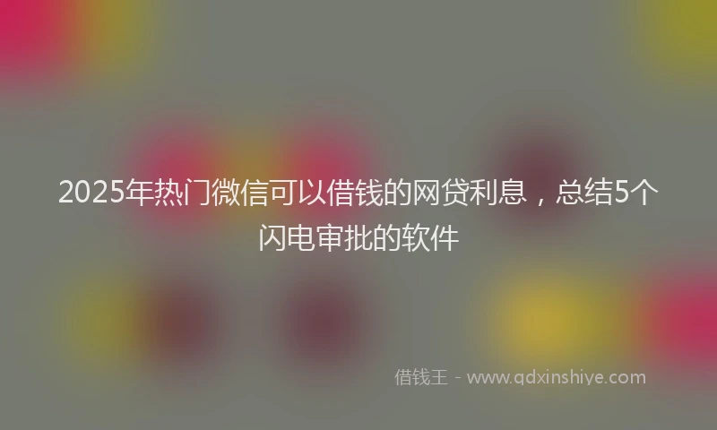 2025年热门微信可以借钱的网贷利息，总结5个闪电审批的软件