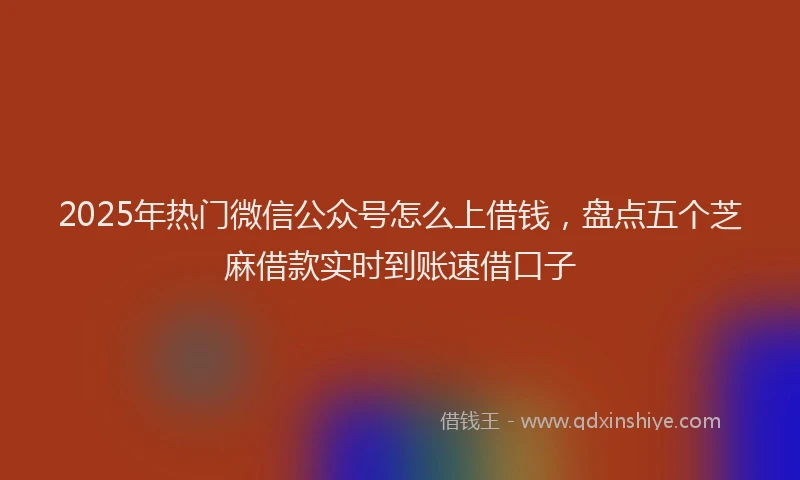 2025年热门微信公众号怎么上借钱，盘点五个芝麻借款实时到账速借口子