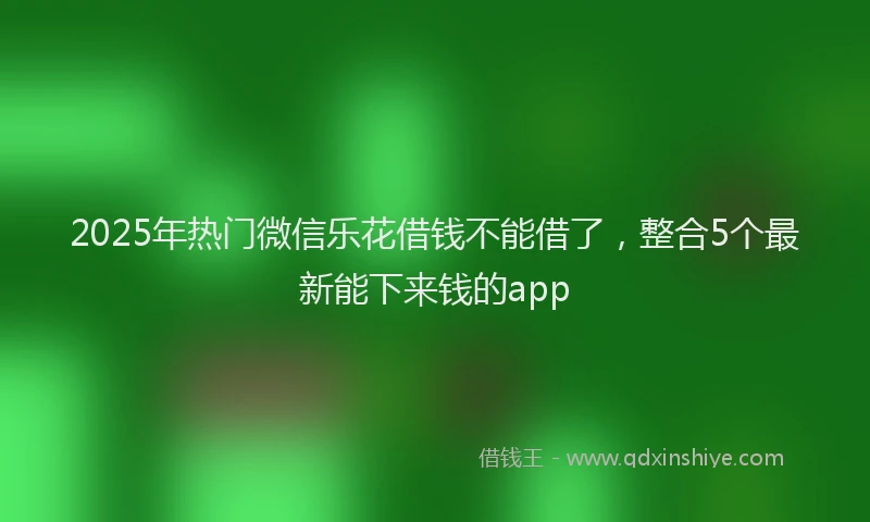 2025年热门微信乐花借钱不能借了，整合5个最新能下来钱的app