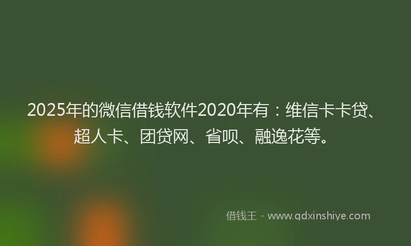 2025年的微信借钱软件2020年有：维信卡卡贷、超人卡、团贷网、省呗、融逸花等。