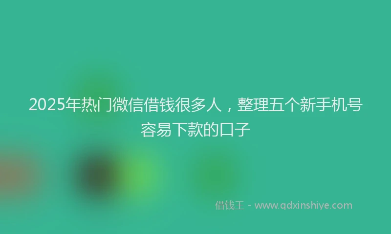 2025年热门微信借钱很多人，整理五个新手机号容易下款的口子