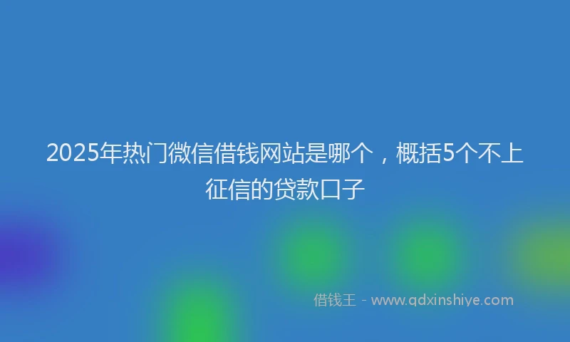 2025年热门微信借钱网站是哪个，概括5个不上征信的贷款口子