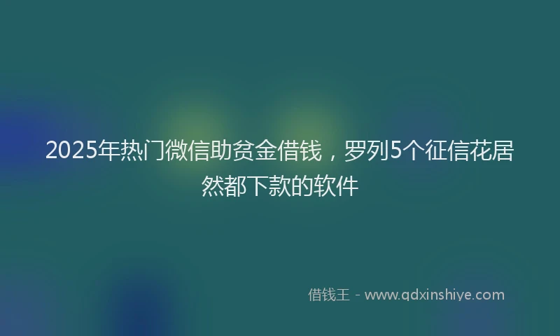 2025年热门微信助贫金借钱，罗列5个征信花居然都下款的软件