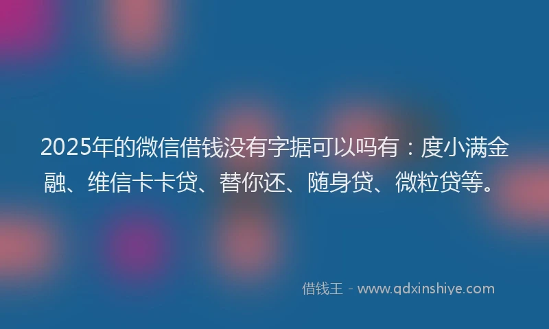 2025年的微信借钱没有字据可以吗有：度小满金融、维信卡卡贷、替你还、随身贷、微粒贷等。