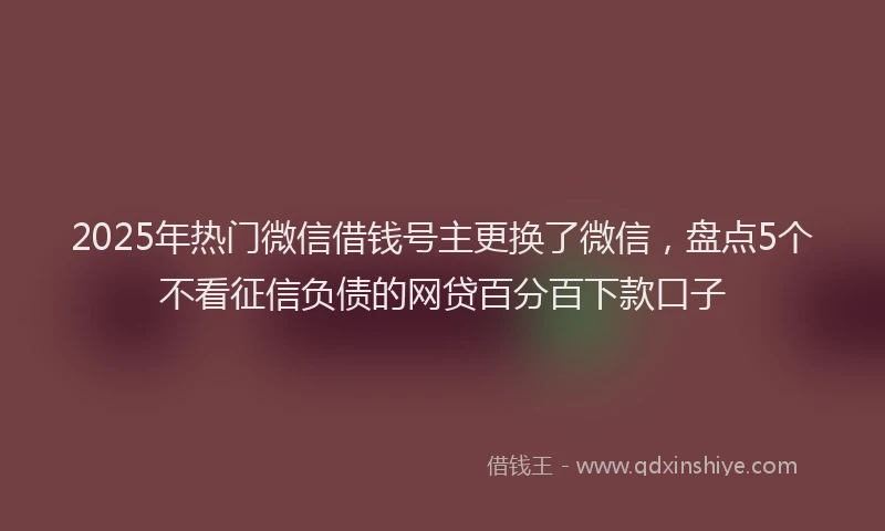 2025年热门微信借钱号主更换了微信，盘点5个不看征信负债的网贷百分百下款口子