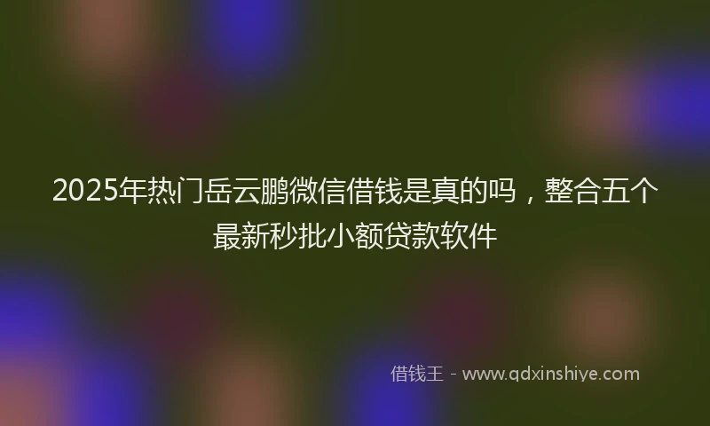 2025年热门岳云鹏微信借钱是真的吗，整合五个最新秒批小额贷款软件