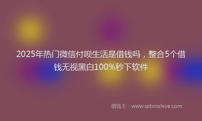 2025年热门微信付呗生活是借钱吗，整合5个借钱无视黑白100%秒下软件