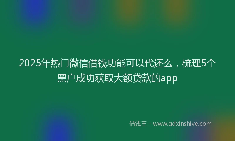 2025年热门微信借钱功能可以代还么，梳理5个黑户成功获取大额贷款的app